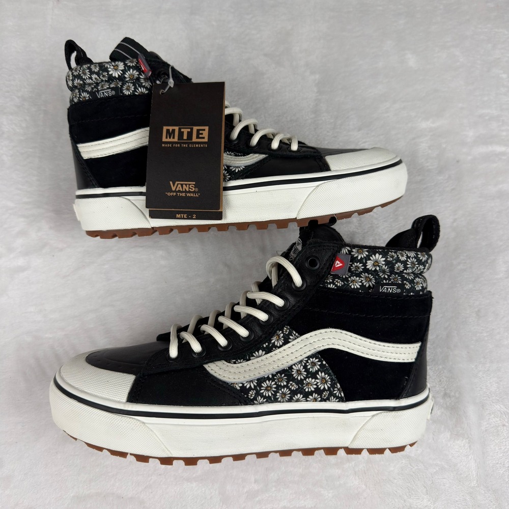 Vans Sk8-Hi MTE-2 Waterproof Primaloft Daisy Black White Sneakers Womens 6.5